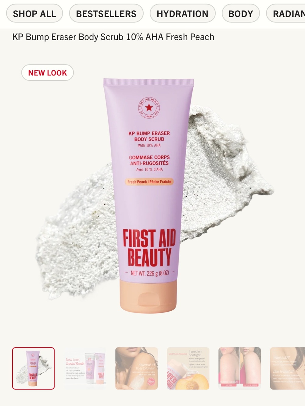 First Aid Beauty KP Bump Eraser Body Scrub - Light Pink & Peach